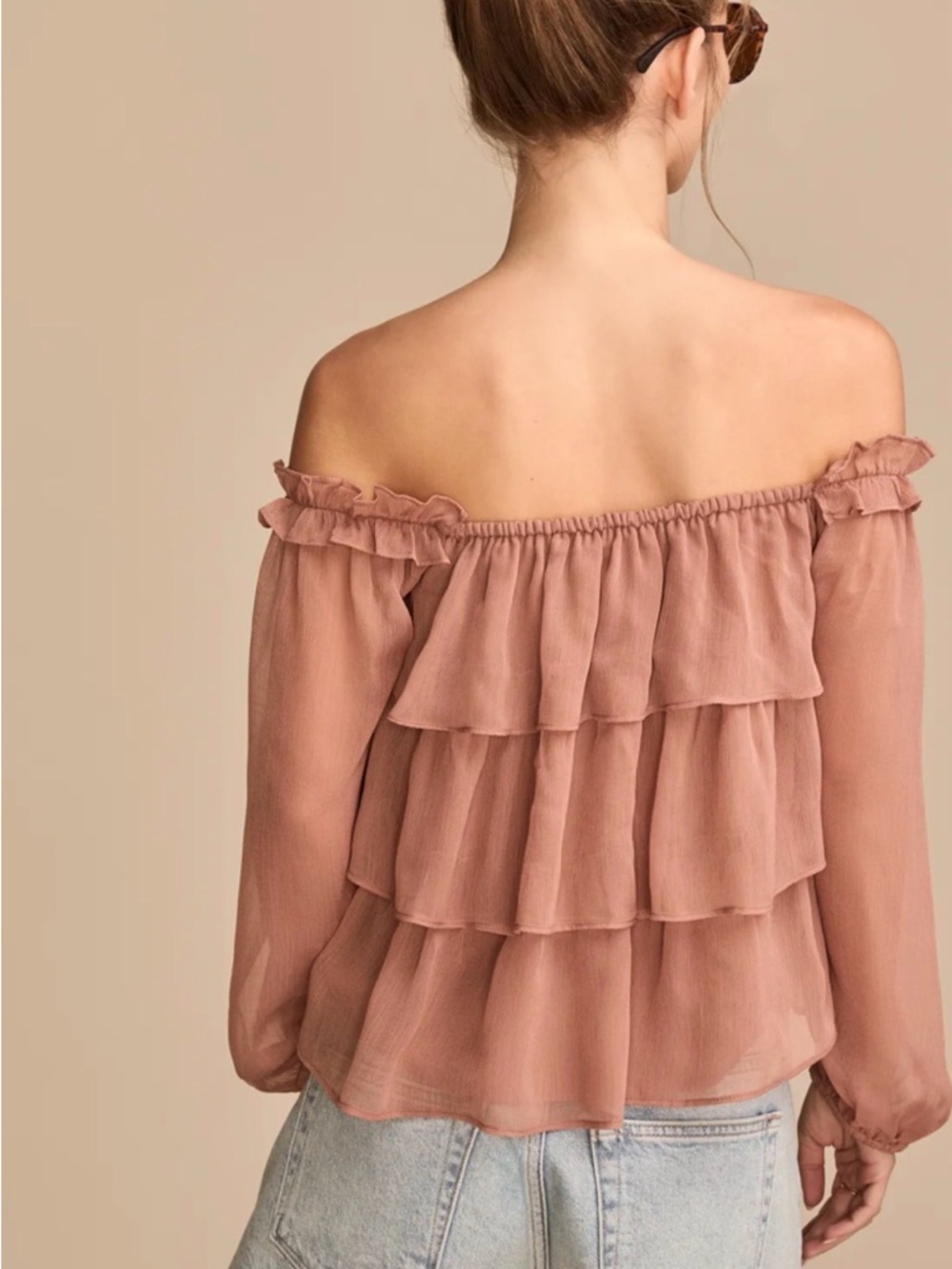 Lucky brand off-Shoulder Tiered Ruffle Blouse in Dusty Rose size 2X - Picture 3 of 10